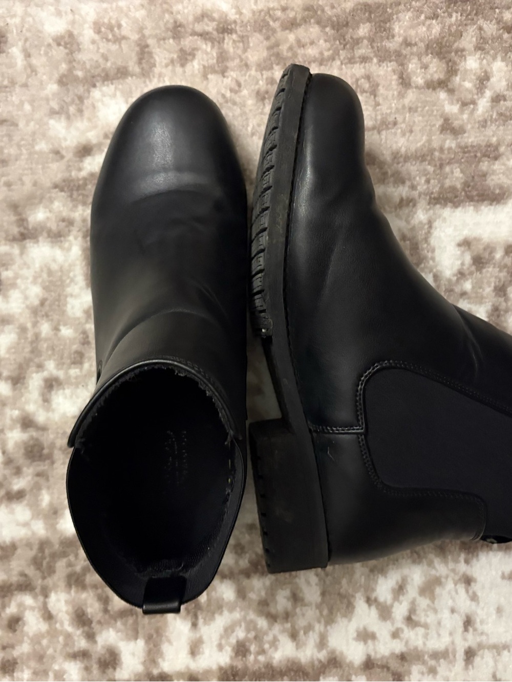 Crown Vintage Black Leather Chelsea Ankle Boots